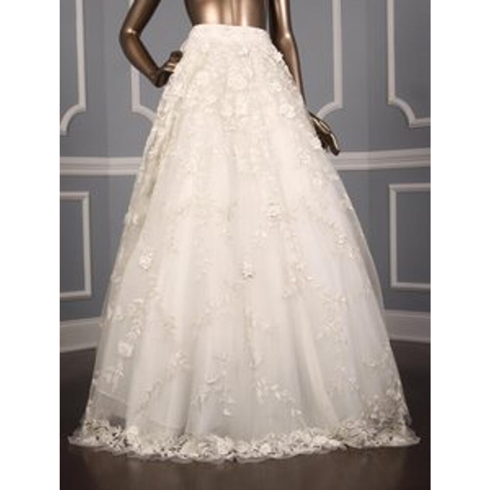 CARMEN MARC VALVO Bridal Formal Skirt Ivory Embroidered Wedding Georgina C90060